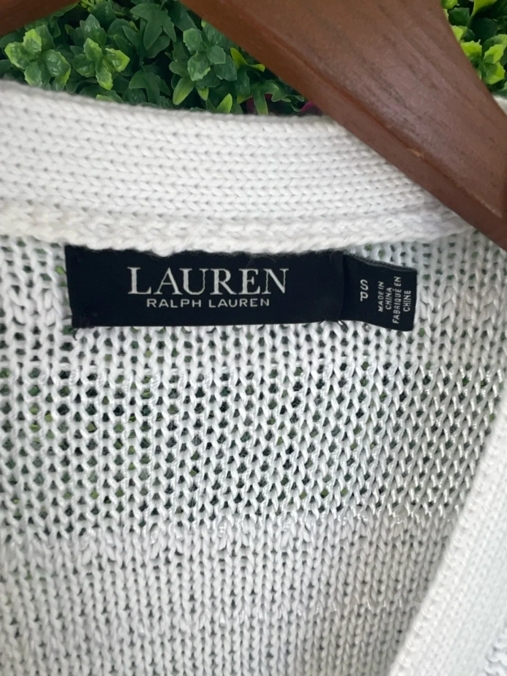 Ralph Lauren Linen Blend Fringe Cardigan Sweater White Coastal Preppy Size Small - Picture 4 of 6